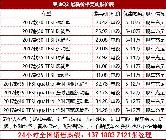 奥迪q3最便宜优惠售价 新款q3降价促销